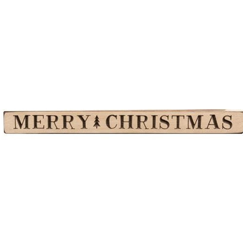 Merry Christmas Engraved Block Auth. White 18"  (Pack of 4)