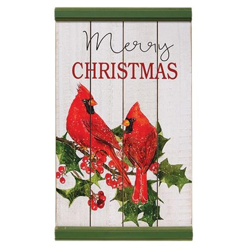 Christmas Cardinals Wood Sign