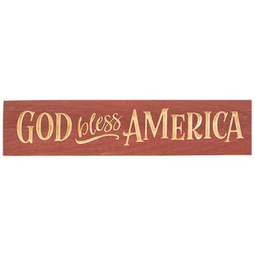 God Bless America Engraved Sign Barn Red 24" (Pack of 2)