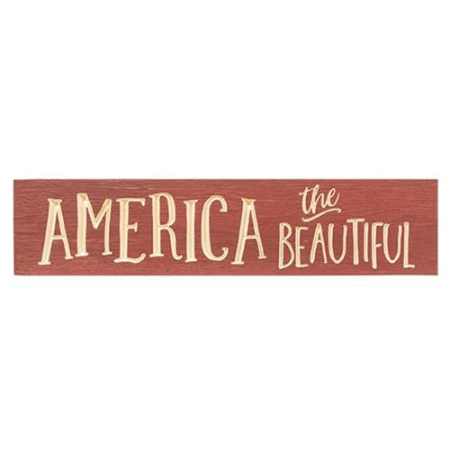 America the Beautiful Engraved Sign Barn Red 24" (Pack of 2)