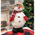 Standing Plush Snowman w/Plaid Scarf & Hat