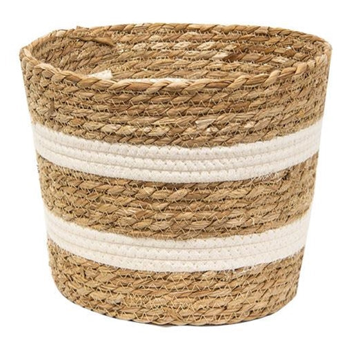 Jute & Cotton Round Basket 8"H (Pack of 2)