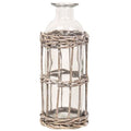 Graywash Willow Wrapped Glass Bottle 6.5" H (Pack of 4)