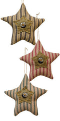 Star Button Ornament 3 Asstd. (Pack of 4)