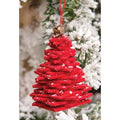 Red Felt Stacked Christmas Tree Ornament (Pack of 4)