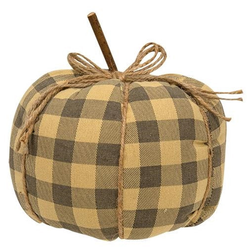 Gray Buffalo Check Pumpkin 7.25" (Pack of 2)