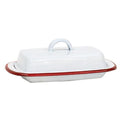 Red Rim Enamel Butter Dish