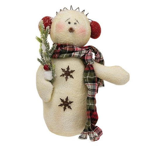 Plaid Scarf & Earmuff Snowman