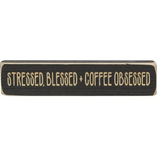 Stressed Blessed + Coffee Obsessed Laser Cut Block 8" (Pack of 4)