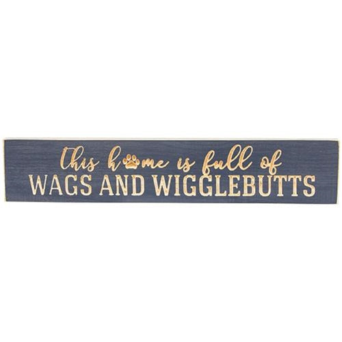 This Home Is Full of Wags & Wigglebutts Engraved Sign Blue 18" (Pack of 2)