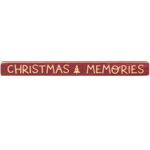 Christmas Memories Engraved Block Barn Red 18" (Pack of 4)