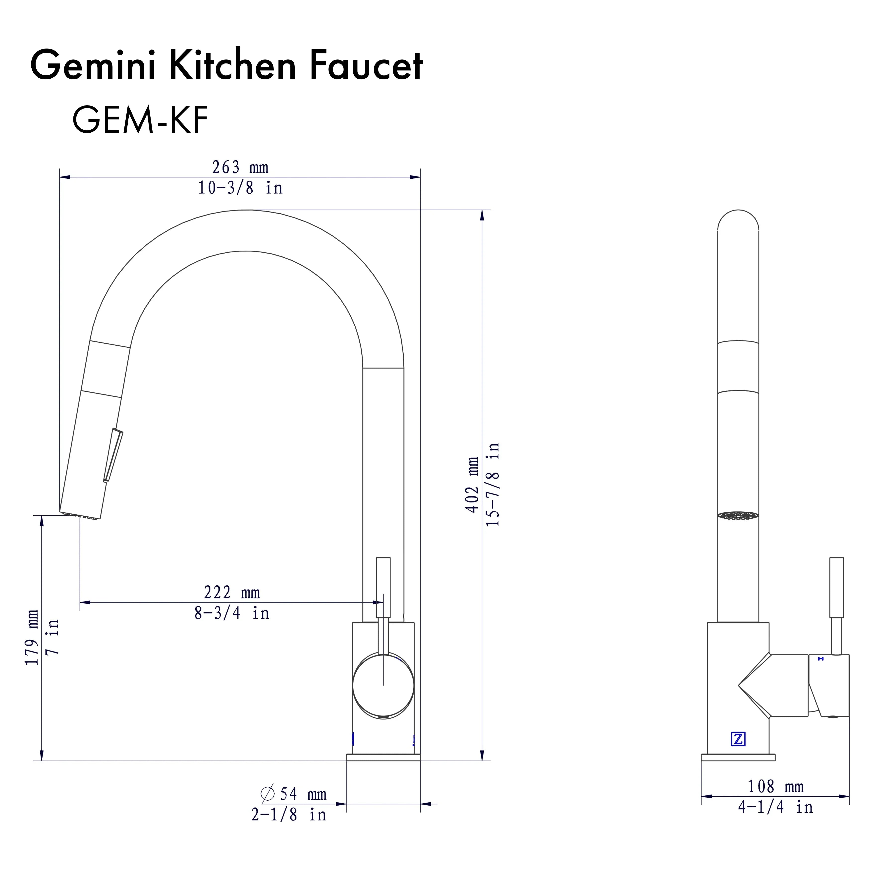 ZLINE Gemini Kitchen Faucet, GEM-KF-PG