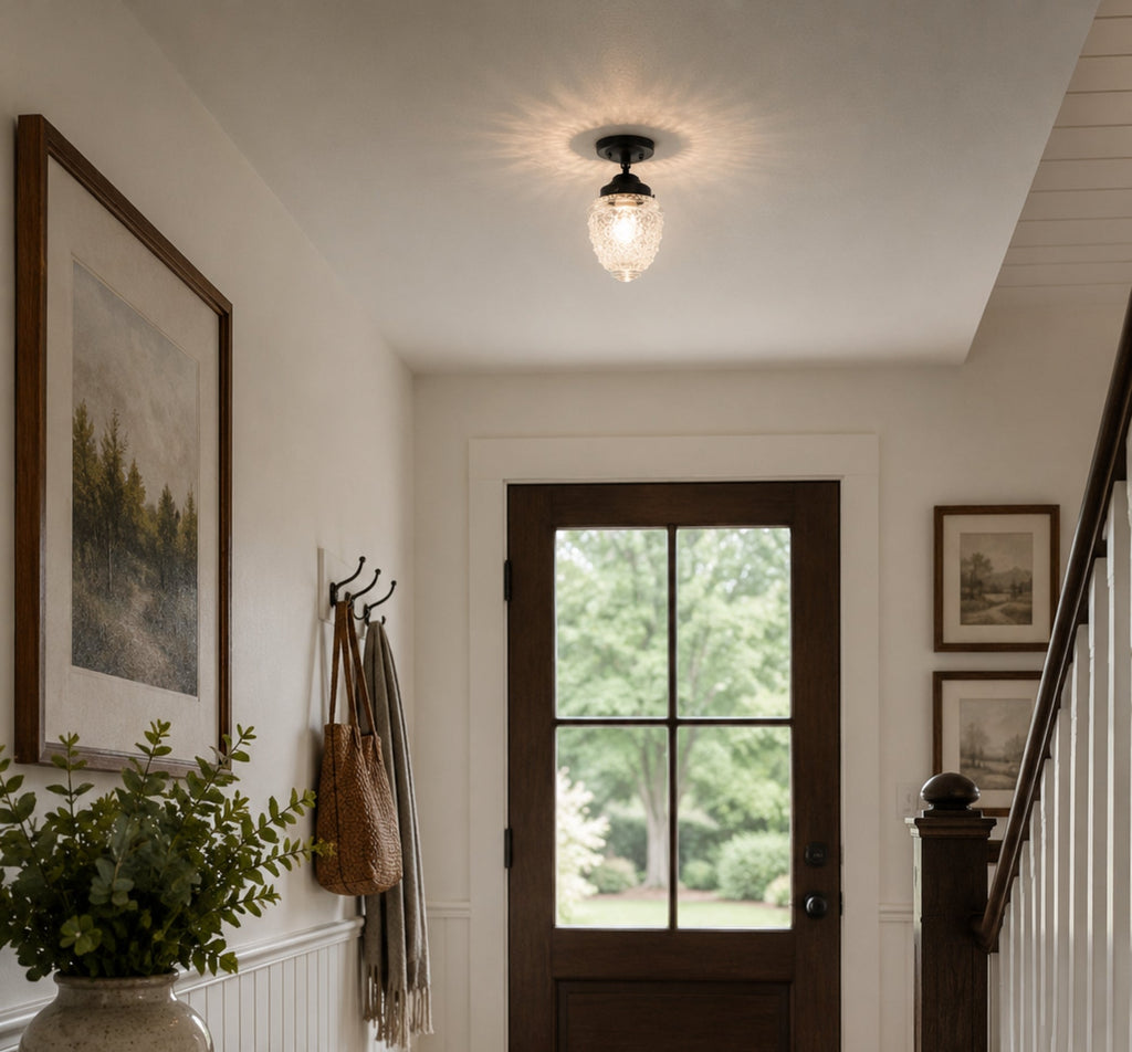 Antique Acorn Glass Ceiling Light with Chain | 6″