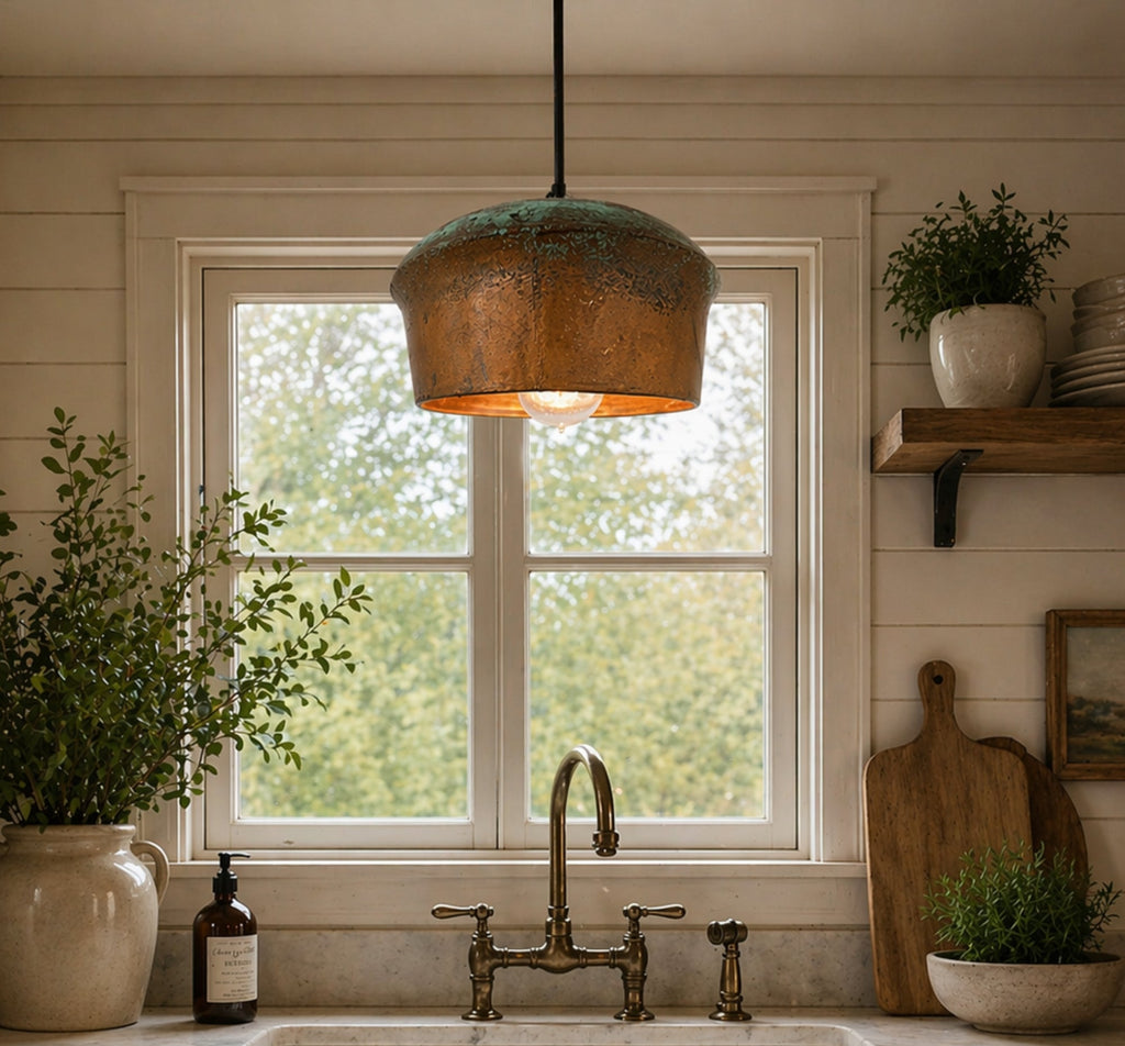 Handcrafted Copper Pendant Light | 8.5" | Farmhouse Kitchen Pendant
