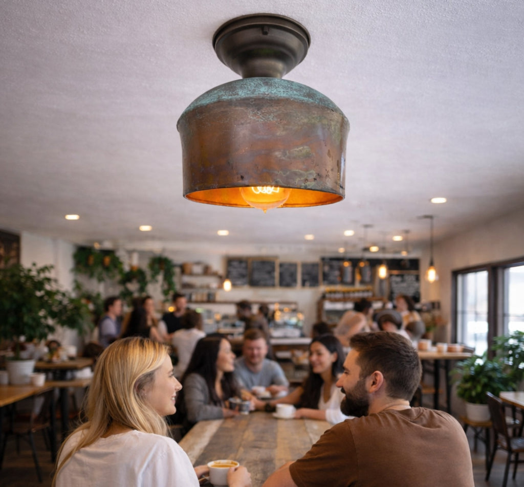 Handcrafted Copper Farmhouse Ceiling Light | 8.5" Flush Mount