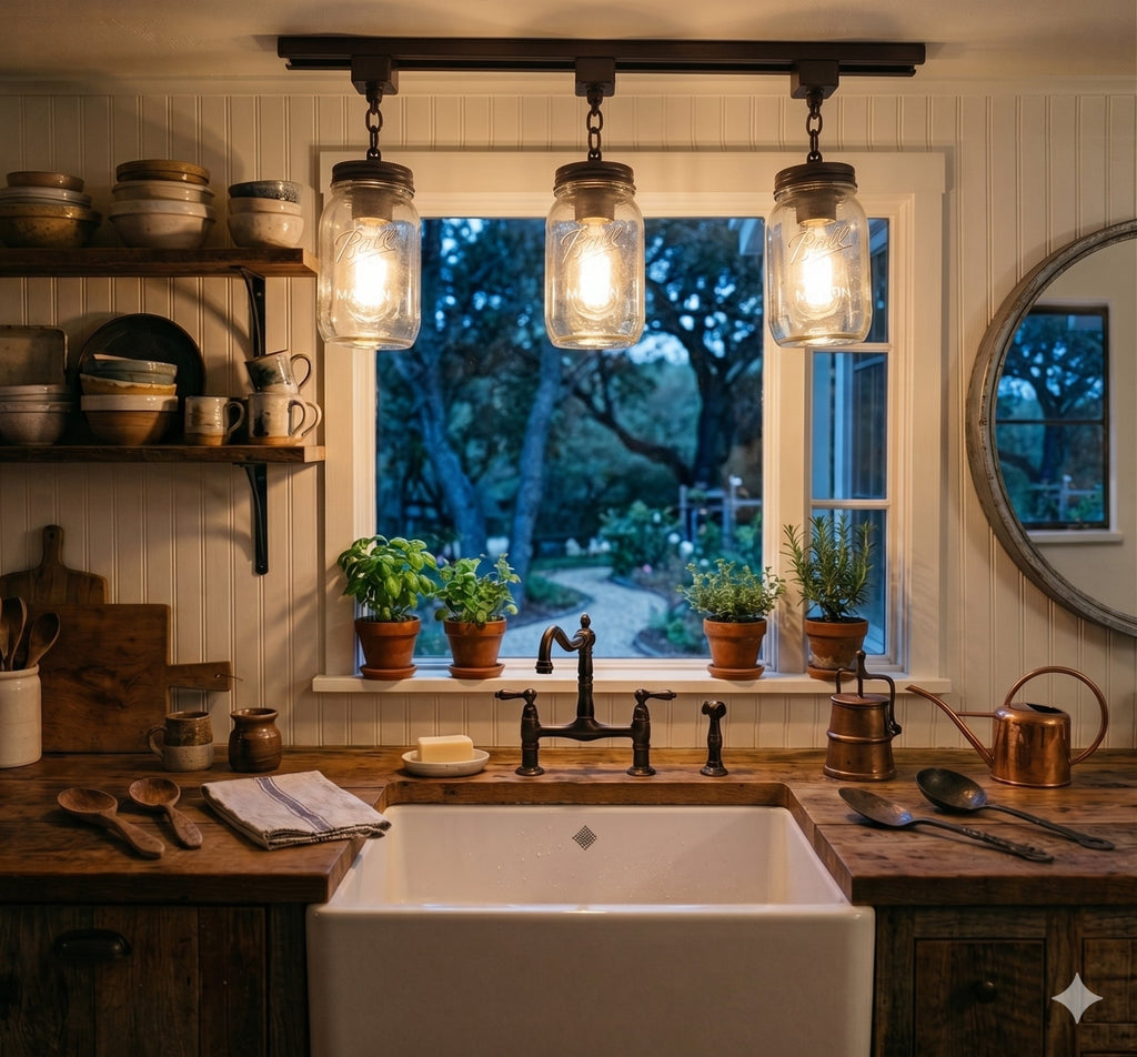 Mason Jar TRACK LIGHTING New Quarts Chain Trio