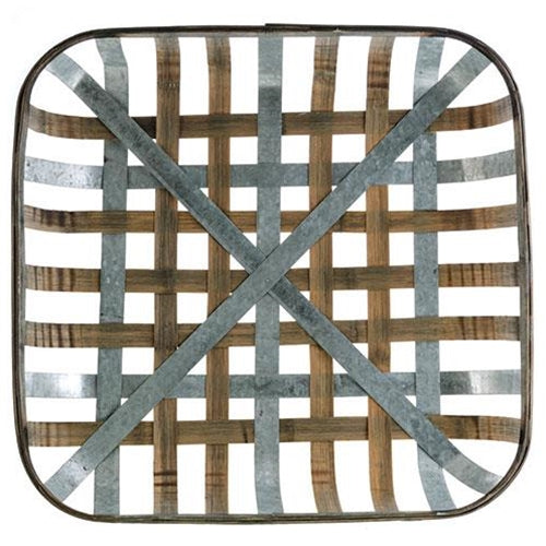Square Tobacco Basket With Metal Straps 22"
