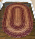 Burgundy/Tan Braided Oval Rug 3x5