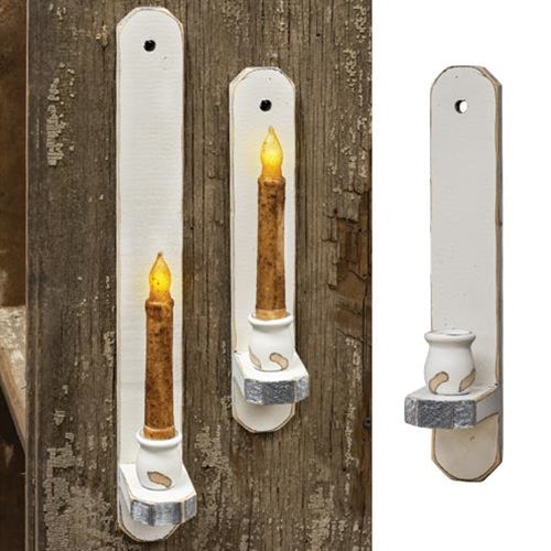 Farmhouse White Taper Sconce 12"