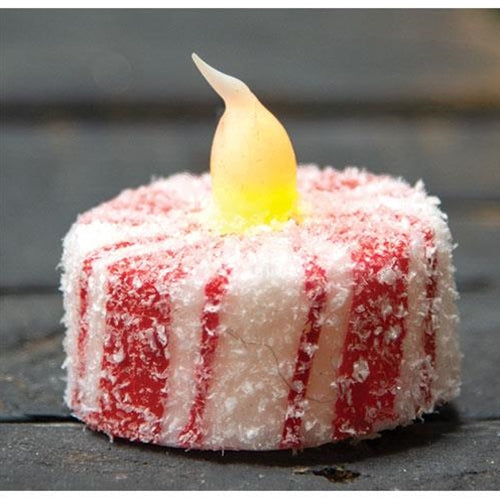 Glittered Candy Cane LED Tealight  (Pack of 4)