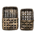 2/Set Aged Tobacco Wall Pocket Baskets
