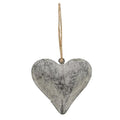 Graywashed Metal Puffy Heart Ornament Small (Pack of 4)