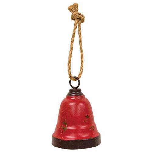 Distressed Red Bell Ornament (Pack of 4)