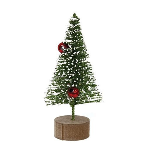 Snowy Vintage Bottlebrush Tree 5"  (Pack of 4)
