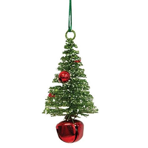 Merry Fairy Bottlebrush Tree on Bell Ornament 5" (Pack of 4)