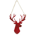 Distressed Red Hanging Metal Deer Head 11" (Pack of 4)