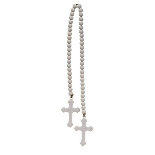 Beaded Cross Garland 45" White