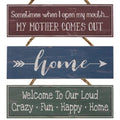 Wooden Sign w/Rope Hanger 4" x 12" Assorted (Pack of 4)