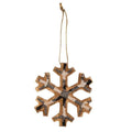 Black & White Plaid Snowflake Ornament Small  (Pack of 4)