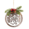Wooden Nativity Ornament w/Pine (Pack of 4)