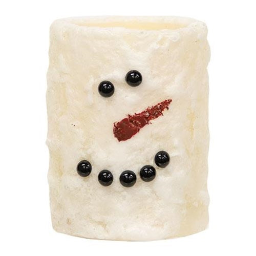 Snowman Face LED Pillar 4"
