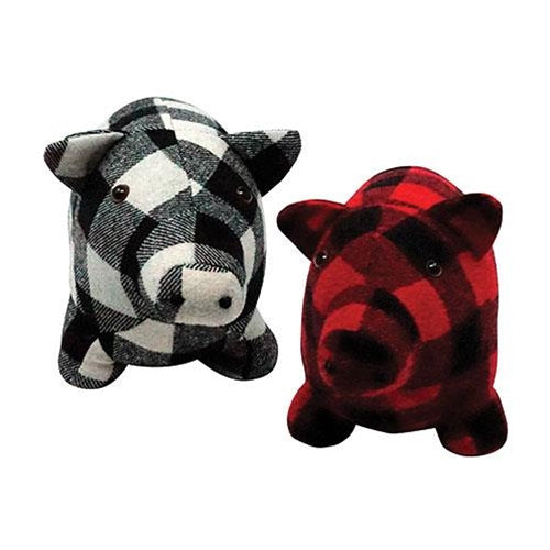 Plaid Pig Door Stopper 2 Asstd.