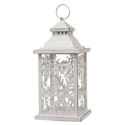 White Ornate Lantern 5.5" x 12"