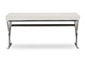 Baxton Studio Herald Modern and Contemporary Stainless Steel and White Faux Leather Upholstered Rectangle Bench