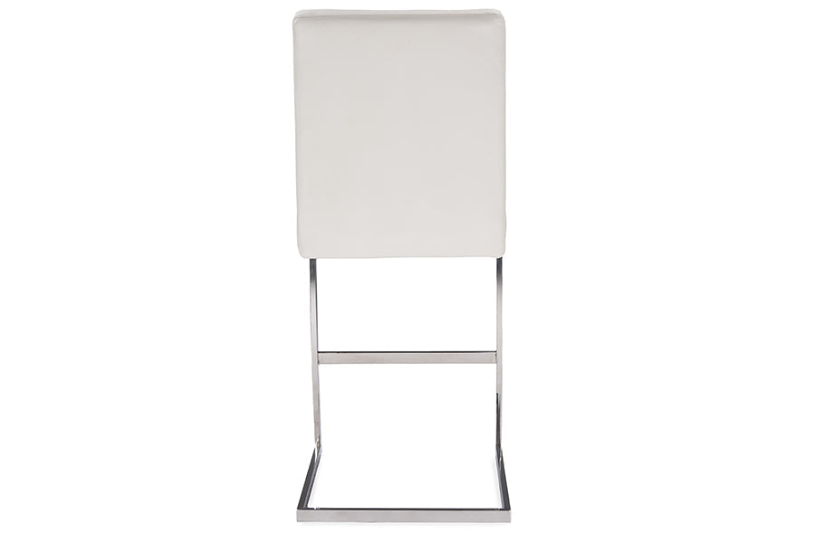 Baxton Studio Toulan Modern and Contemporary White Faux Leather Upholstered Stainless Steel Barstool (Set of 2)