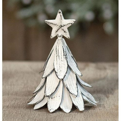 Whitewashed Metal Christmas Tree 5.5" (Pack of 4)