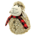 Plush Furry Sheep w/Red & Black Plaid Scarf Large