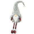 Dangle Leg Red &amp; Gray Plaid Santa Gnome GZOE2766 By CWI Gifts
