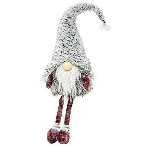Dangle Leg Red &amp; Gray Plaid Santa Gnome GZOE2766 By CWI Gifts