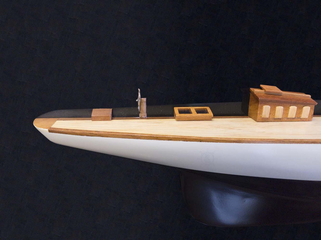 Shamrock Brown/White Painted Half-Hull Model Boat Yacht Handmade