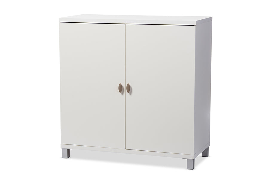 Baxton Studio Marcy Modern and Contemporary White Wood Entryway Handbags or School Bags Storage Sideboard Cabinet