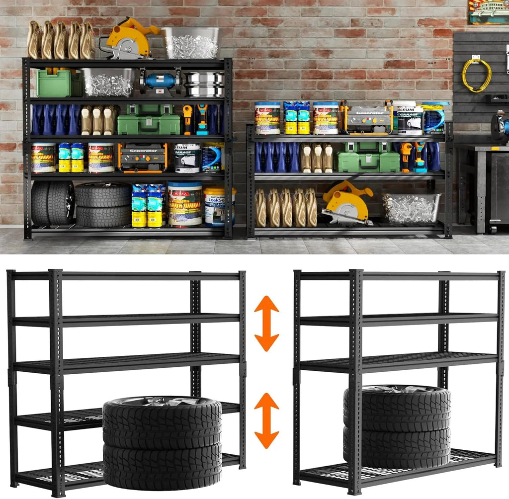 Hausvita Storage Shelves Heavy Duty, 48" L x 18" W x 72" H Garage Wire Shelving Unit Loads 2000LBS, 5-tier Adjustable Metal Industrial Utility Shelf Rack for Kitchen, Laundry Room, Pantry, Warehouse, Basement