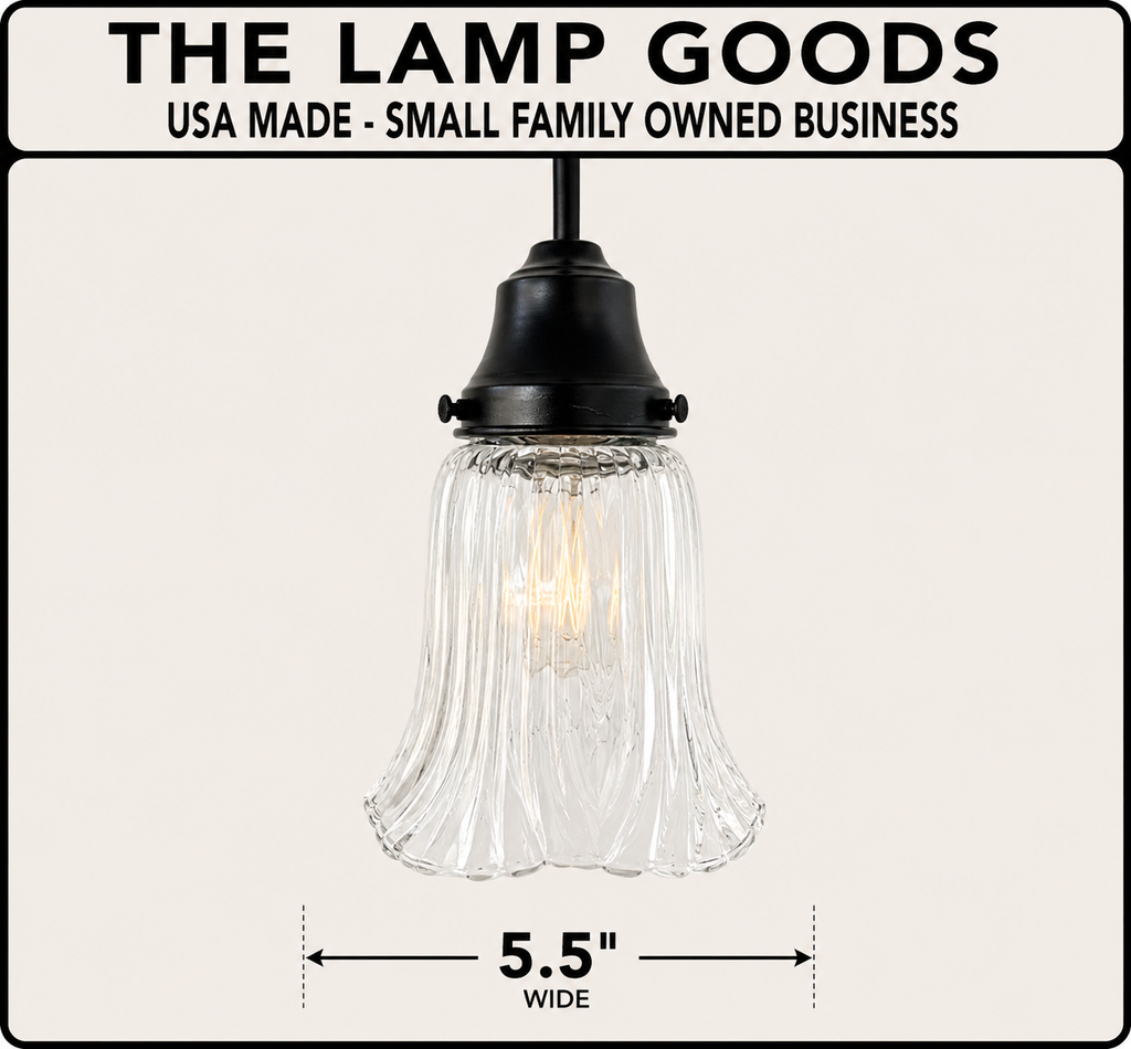 Heavy Pressed Scallop Flare Holophane Pendant