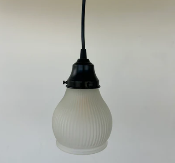 Holophane Fluted Pear Frosted Glass Wall Sconce or Pendant Light