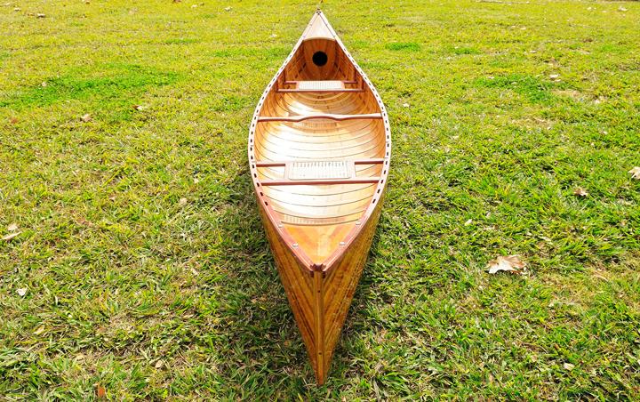 Wooden Canoe With Ribs Curved Bow 12 ft