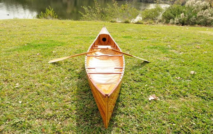 Wooden Canoe With Ribs Curved Bow 12 ft